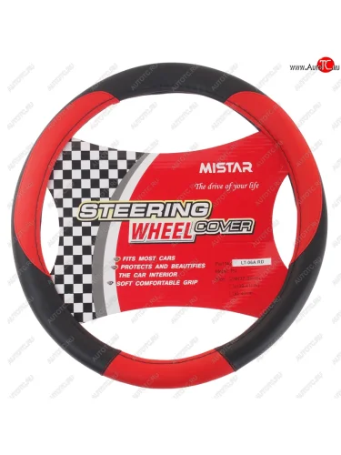Оплетка руля (M) 37-39см чернаякрасная кожаная MISTAR MISTAR mis-lt06a bkrd (m)