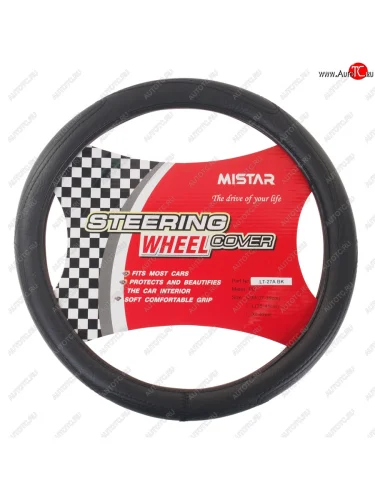 Оплетка руля (M) 37-39см черная кожа MISTAR MISTAR mis-lt27a bk (m)