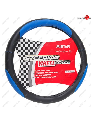 Оплетка руля (M) 37-39см черно-синяя кожаная MISTAR MISTAR mis-lt34a bkbl (m)