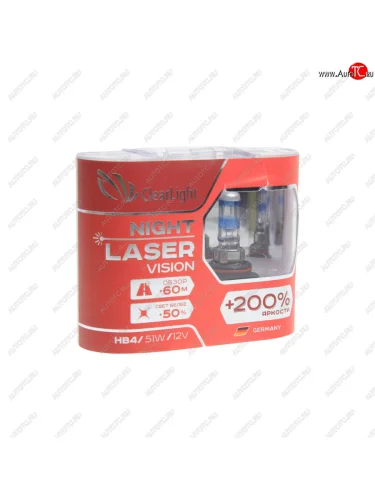 Лампа 12V HB4 55W +200% бокс (2шт.) Night Laser Vision CLEARLIGHT CLEARLIGHT ml9006nlv200