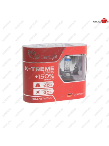 Лампа 12V HB4 51W P22d +150% бокс (2шт.) X-treme Vision CLEARLIGHT CLEARLIGHT ml9006xtv150