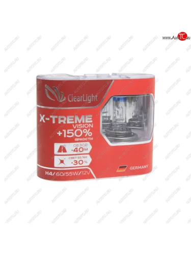 Лампа 12V H4 6055W P43t +150% бокс (2шт.) X-treme Vision CLEARLIGHT CLEARLIGHT mlh4xtv150