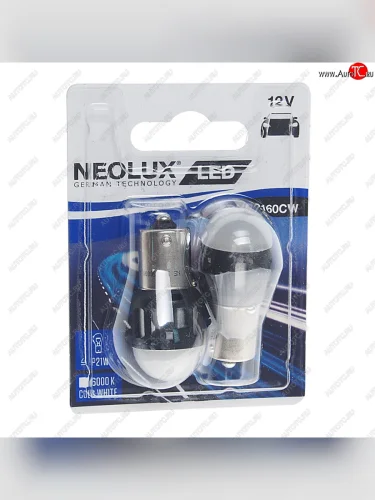 Лампа светодиодная 12V P21W BA15s 6000K 85лм блистер (2шт.) LED Cool White NEOLUX NEOLUX np2160cw-02b