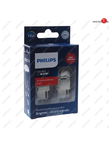 Лампа светодиодная 12V W21W W3x16d бесцокольная блистер (2шт.) Red X-Treme Ultinon PHILIPS PHILIPS p-11065xurx2 PHILIPS p-11065xurx2