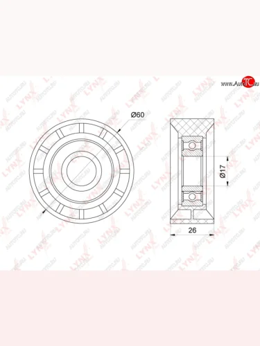 Ролик приводного ремня PEUGEOT Partner (00-) CITROEN Berlingo (00-) натяжной LYNX LYNX pb5272