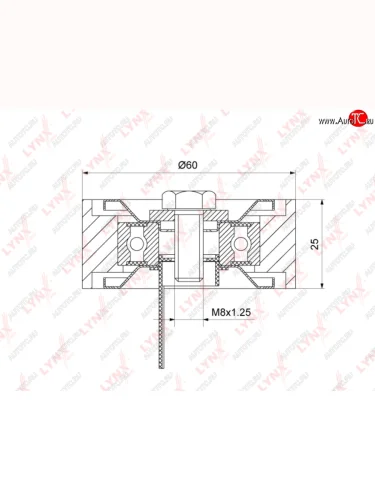 Ролик приводного ремня ЛАДА Largus RENAULT Logan,Sandero (09-) (1.41.6) обводной LYNX LYNX pb7232