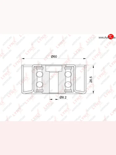 Ролик приводного ремня PEUGEOT 306 (98-02) (1.9),307 (02-10) (1.41.6) натяжителя LYNX LYNX pb7258