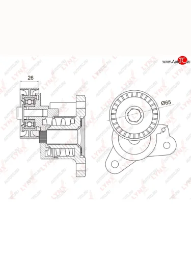 Ролик приводного ремня PEUGEOT 4007 CITROEN C-Crosser натяжителя LYNX LYNX pt3022