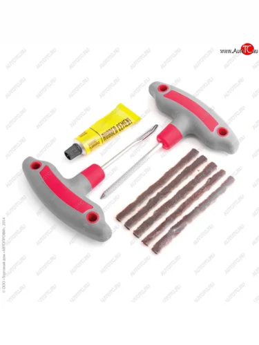 Набор для ремонта бескамерных шин (шило, игла, 5 жгутов самовулканизирующихся коричневых) AUTOPROFI AUTOPROFI rem-30 luxe