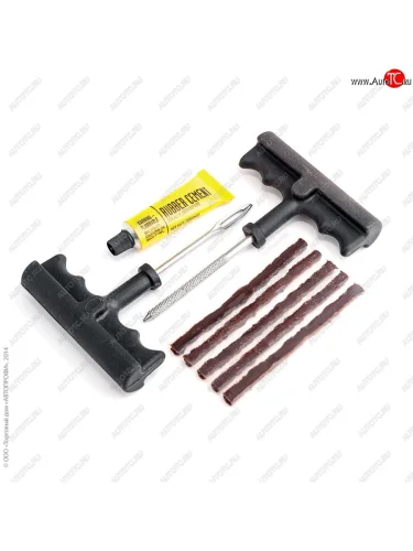 Набор для ремонта бескамерных шин (шило, игла, 5 жгутов самовулканизирующихся коричневых) AUTOPROFI AUTOPROFI rem-30 master