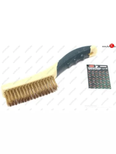 Щетка металлическая ручная пластиковый корпус, резиновая ручка, латунь 4x16 рядов ROCKFORCE ROCKFORCE rf-340121318