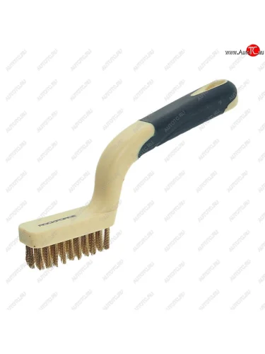 Щетка металлическая ручная пластиковый корпус, резиновая ручка, латунь 3x10 рядов (мини) ROCKFORCE ROCKFORCE rf-34012839