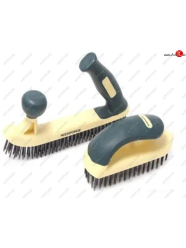 Набор щеток металлических пластиковый корпус, резиновая ручка, сталь 2 пр. в блистере ROCKFORCE ROCKFORCE rf-34013412