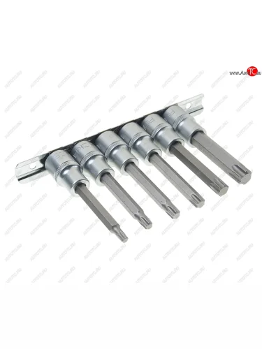 Набор бит-головок TORX Т30-Т60 L=100мм 6 предметов на планке ROCKFORCE ROCKFORCE rf-40913l