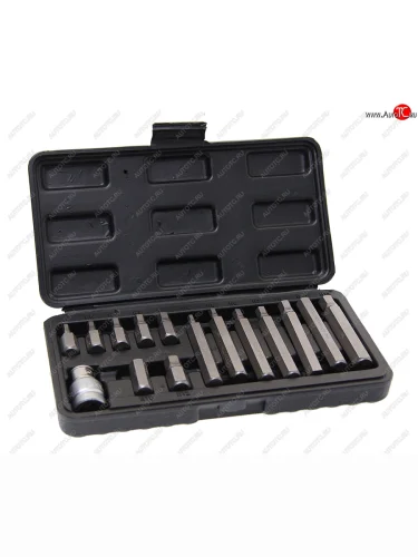 Набор бит 12 HEX Н4-12мм L=3075мм с держателем 15 предметов в кейсе ROCKFORCE ROCKFORCE rf-4155c