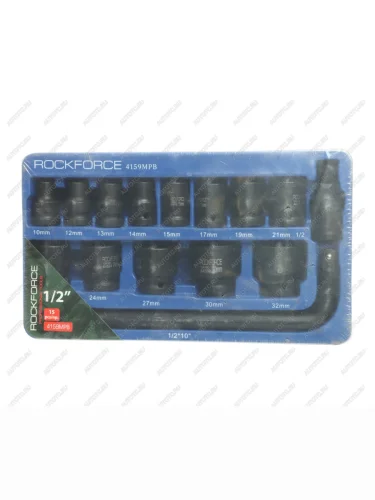 Набор головок торцевых 12 10-32мм ударных 15 предметов в ложементе ROCKFORCE ROCKFORCE rf-4159mpb