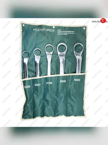 Набор ключей накидных 32-55мм 12-гранных 75град. 5 предметов на полотне ROCKFORCE ROCKFORCE rf-5059p