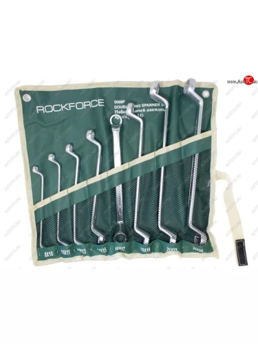 Набор ключей накидных 8-24мм 12-гранных 75град. 8 предметов на полотне ROCKFORCE ROCKFORCE rf-5088p
