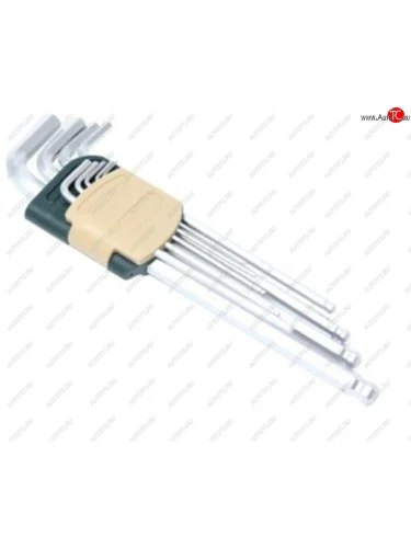 Набор ключей шестигранных 1.5-10мм Г-образных экстрадлинных с шаром 9 пр. с держателем ROCKFORCE ROCKFORCE rf-5093xlb