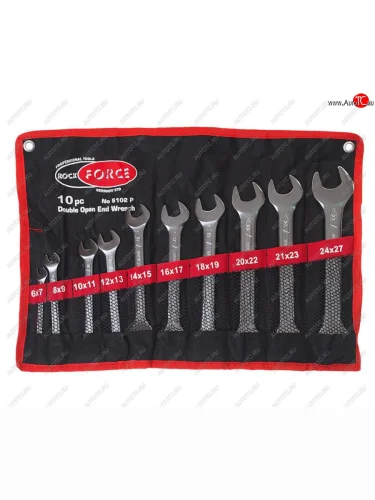 Набор ключей рожковых 6-27мм 10 предметов на полотне ROCKFORCE ROCKFORCE rf-5102p