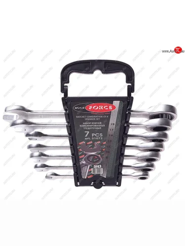 Набор ключей комбинированных 8-19мм трещоточных 7 предметов с держателем ROCKFORCE ROCKFORCE rf-51072