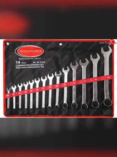 Набор ключей комбинированных 10-32мм 14 предметов на полотне ROCKFORCE ROCKFORCE rf-5141p