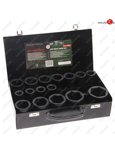 Набор головок торцевых 34 17-50мм глубоких ударных 16 предметов в кейсе ROCKFORCE ROCKFORCE rf-6163-5mpb