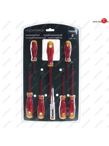 Набор отверток SL3-SL6.5, PH0-PH2 диэлектрических 8 предметов ROCKFORCE ROCKFORCE rf-7008d