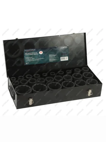 Набор головок торцевых 1 12-ти гранных 17-75мм ударных глубоких 25 предметов в кейсе ROCKFORCE ROCKFORCE rf-8251-9mpb