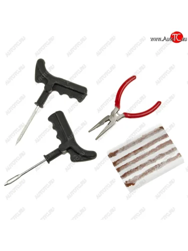 Набор для ремонта бескамерных шин (шило,протяжка, 5 жгутов, тонкогубцы) ROCKFORCE ROCKFORCE rf-904t8a