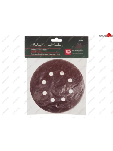Бумага наждачная на липучке D125 P40-120 8 отверстий 5шт. ROCKFORCE ROCKFORCE rf-sd125