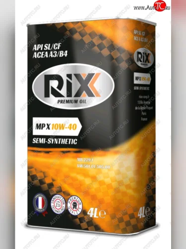 Масло моторное MP X SL/CF 10W40 п/синт.4л RIXX RIXX rx0002mpx RIXX rx0002mpx