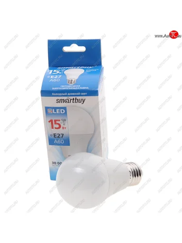 Лампа светодиодная E27 A60 15W(120W) 220V холодный SMART BUY SMART BUY sbl-a60-15-60k-e27