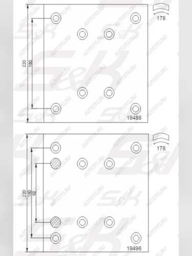 Накладка тормозной колодки MAN MERCEDES заднейпередней стандарт (410х223) (8шт.) S&K GMBH S&K GMBH sk194960001