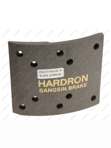 Накладка тормозной колодки HYUNDAI HD160,170,450,500 передней (F2) (скос) (шир.156мм,10отв.) SANGSIN SANGSIN sl204