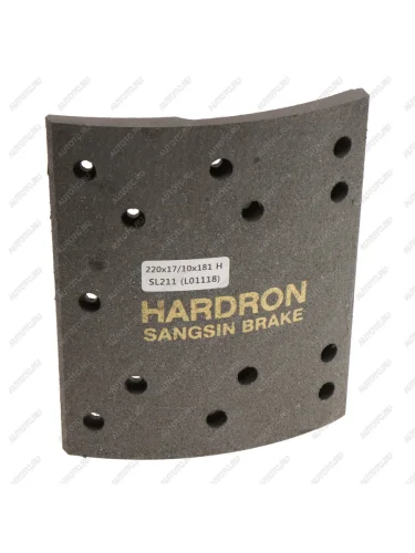 Накладка тормозной колодки HYUNDAI HD160,170,450,500 задней (R2) (скос) (шир.220мм,13отв.) SANGSIN SANGSIN sl211