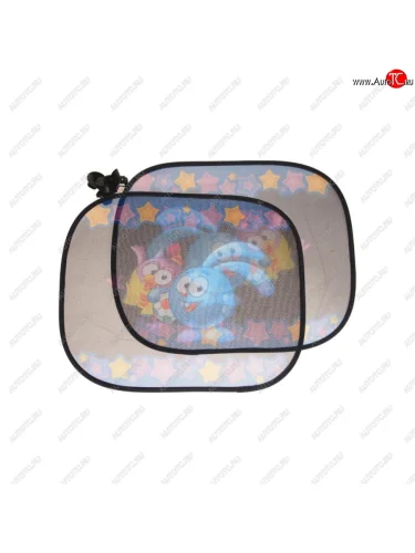 Шторка автомобильная для боковых стекол 44х36см присоска синяя 2шт. Смешарики AUTOPROFI AUTOPROFI smwin-012 krosh