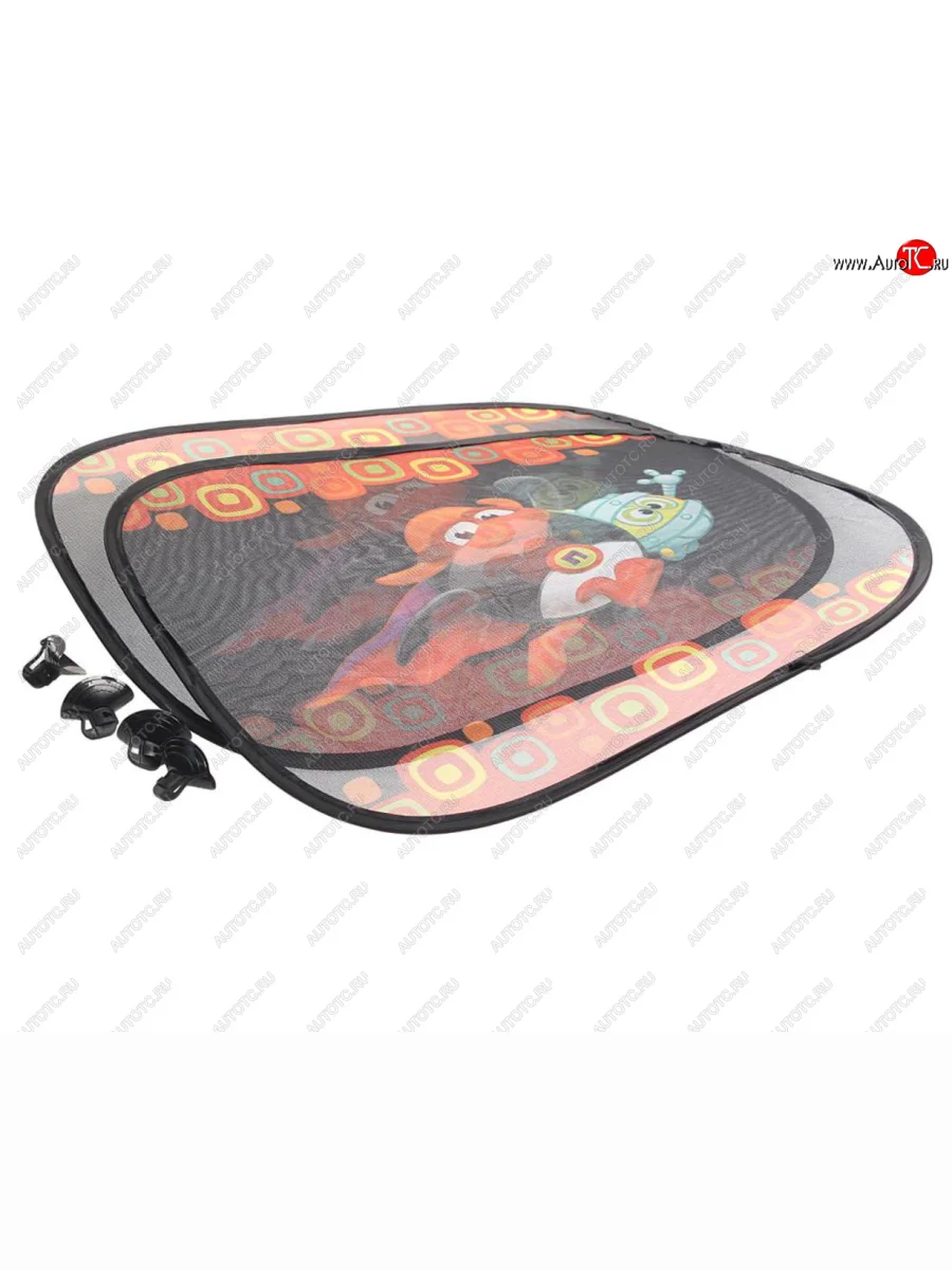 Шторка автомобильная для боковых стекол 45х36см присоска черно-серая 2шт. Смешарики AUTOPROFI AUTOPROFI smwin-012 pin  в Керчи Республика Крым