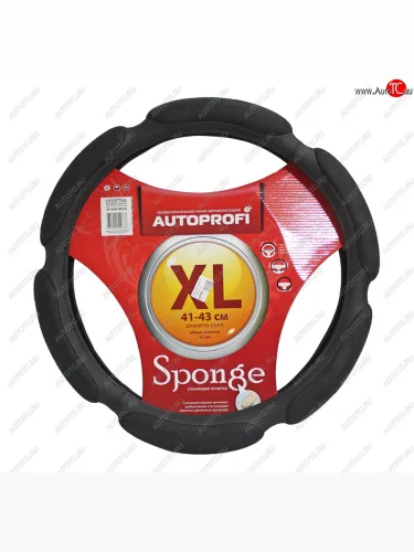 Оплетка руля (XL) 41-43см алькантара спонжевая (6 подушечек) AUTOPROFI AUTOPROFI sp-5026 bk (xl)