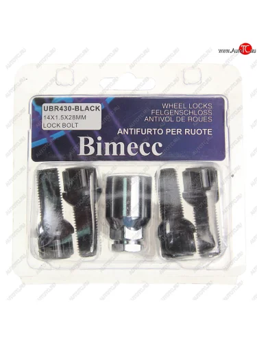 Болт колеса М14х1.5х29 секретки сфера комплект 4шт. головка под ключ 1921мм черные BIMECC BIMECC ubr430-blk