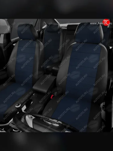 Авточехлы универсальные экокожа-жаккард черно-синие комплект AVTOLIDER AVTOLIDER ukk31-0104