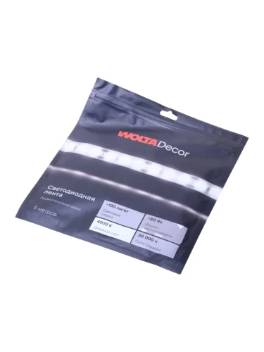 Лента светодиодная гибкая 6W 5м IP20 12V холодный белый (пакет) Decor WOLTA WOLTA wls2835-6w400012h60-01