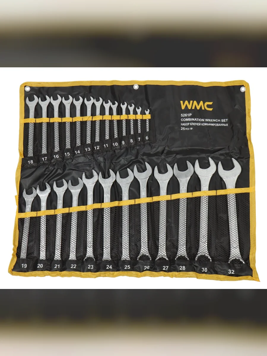 Набор ключей комбинированных 6-32мм 25 предметов на полотне WMC TOOLS WMC TOOLS wmc-5261p с доставкой в г. Кемерово