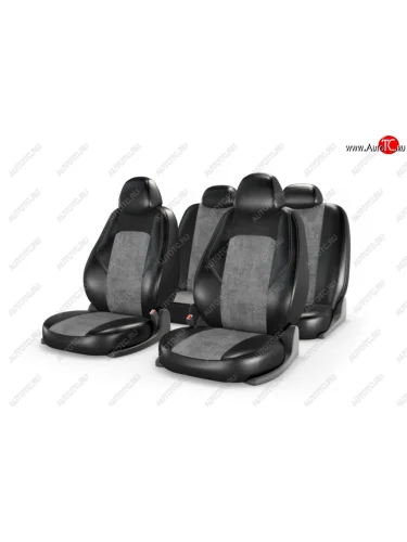 Авточехлы универсальные экокожа-замша черно-серые комплект Ranger Zamsha CARFASHION CARFASHION 11230 CARFASHION 11230