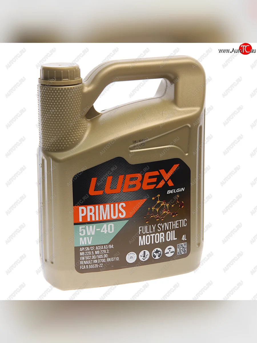 Масло моторное PRIMUS MV CFSN A3B4 5W40 синт.4л LUBEX LUBEX l034-1325-0404 с доставкой в г. Кемерово