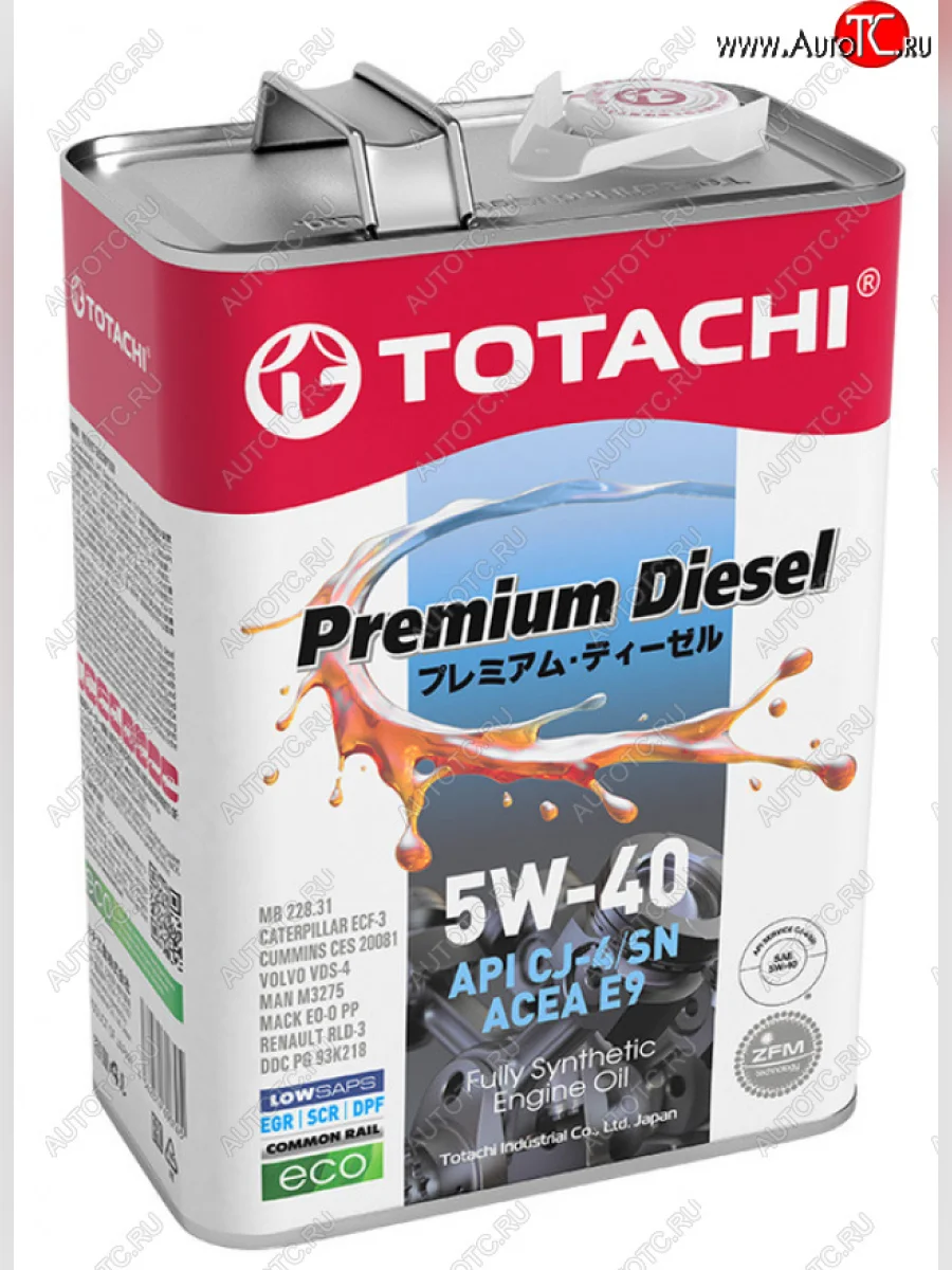 Масло дизельное PREMIUM DIESEL CJ-4E9SMA3B4 5W40 синт.4л TOTACHI TOTACHI 11704 с доставкой в г. Кемерово
