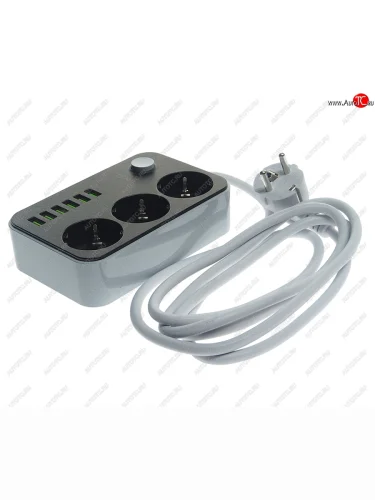 Фильтр сетевой 2м 10А 2500Вт 3 гнезда+ 6 USB с заземлением черный TFN TFN tfn-power7bk