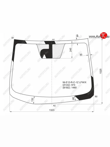 Стекло лобовое (Камера) Nissan Note 12-16 XYG NI-E12-R-C-1Z LFW/X