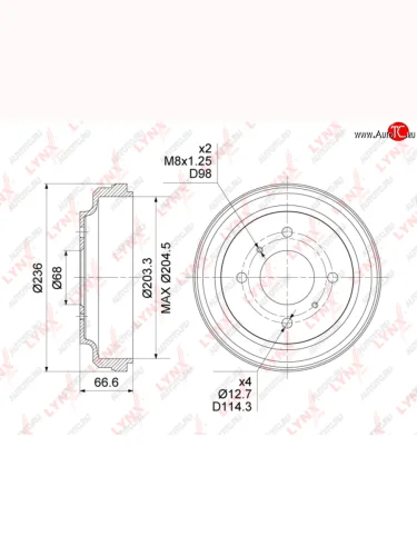 Барабан тормозной NISSAN Almera задний (1шт.) LYNX LYNX bm1114