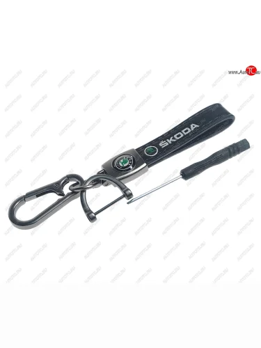 Брелок Шкода металл, кожа, в комплекте отвертка MASHINOKOM MASHINOKOM bko 019